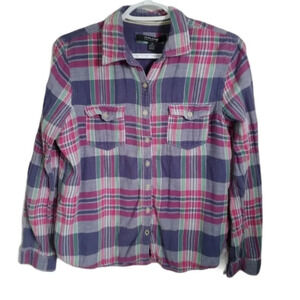 Coupé Pink/Blue/Green Plaid Flannel  Shirt, L